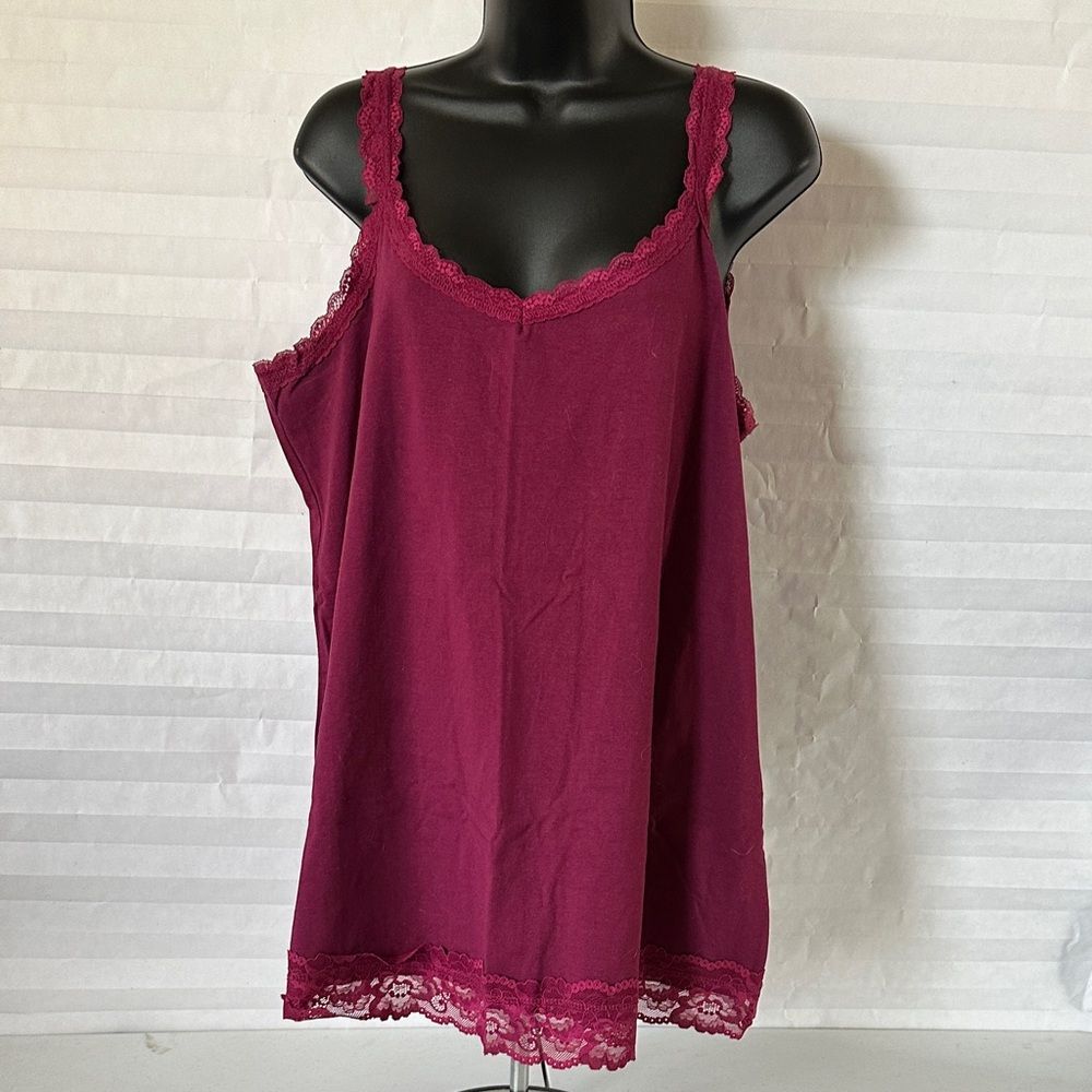 Women Within Women’s Large Burgundy Lace Top Sleeveless Blouse Plus Size